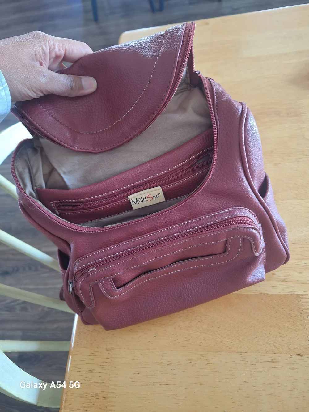 Women's Burgundy Leather Backpack Purse